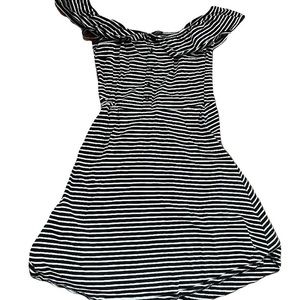 Topshop twee 2010s off the shoulder dress striped bardot